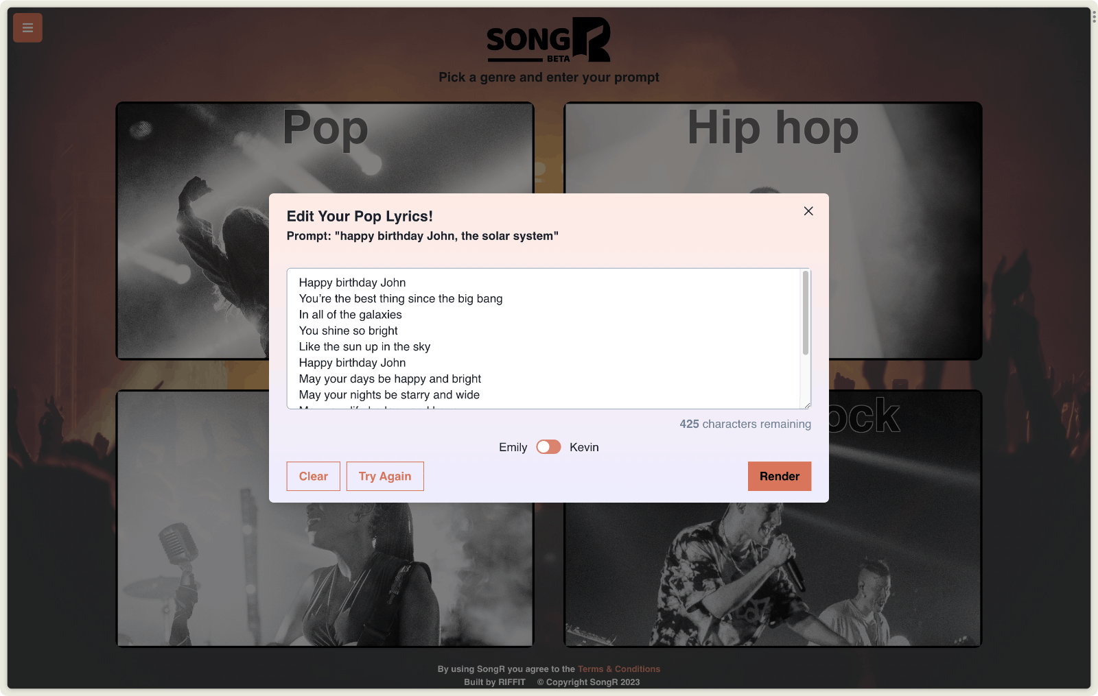 songR 歌曲生成器