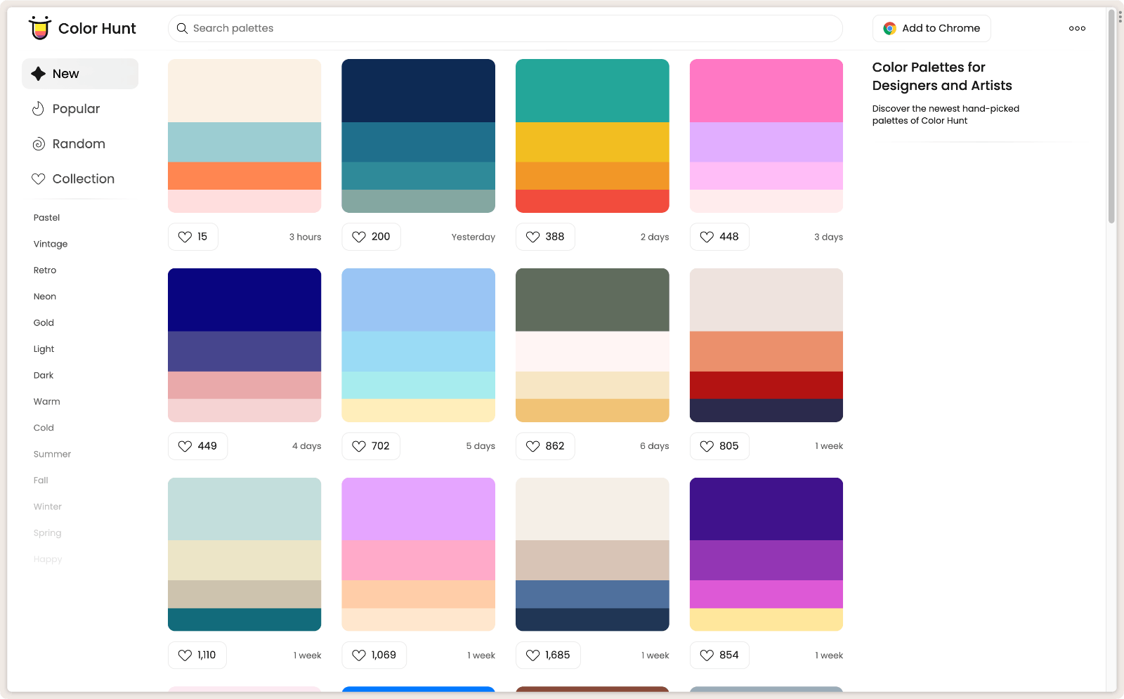 Color Hunt 颜色搭配