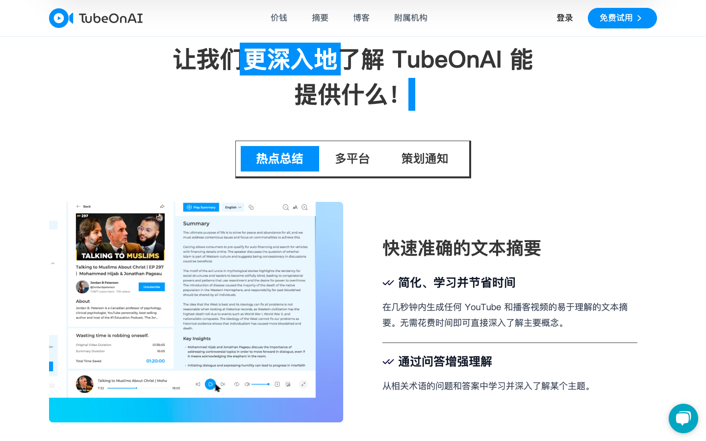 TubeOn AI 视频摘要