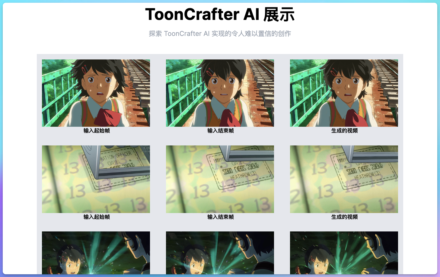 ToonCrafter AI照片转卡通