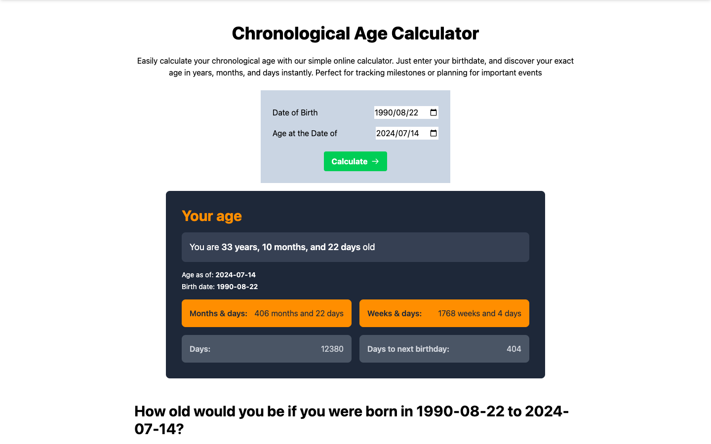 Chronological Age Calculator