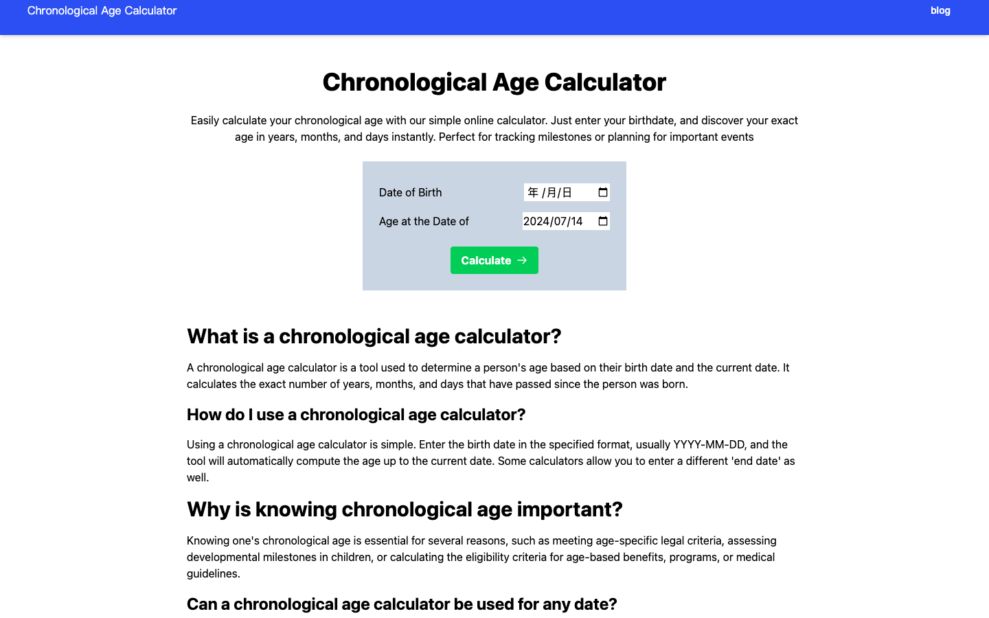 Chronological Age Calculator