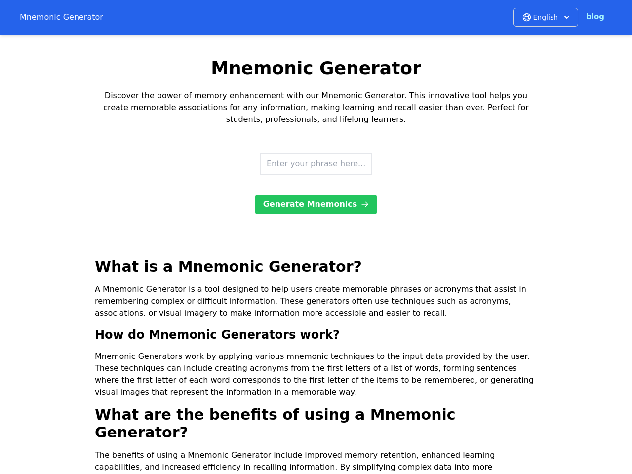 Mnemonic Generator 助记词生成器