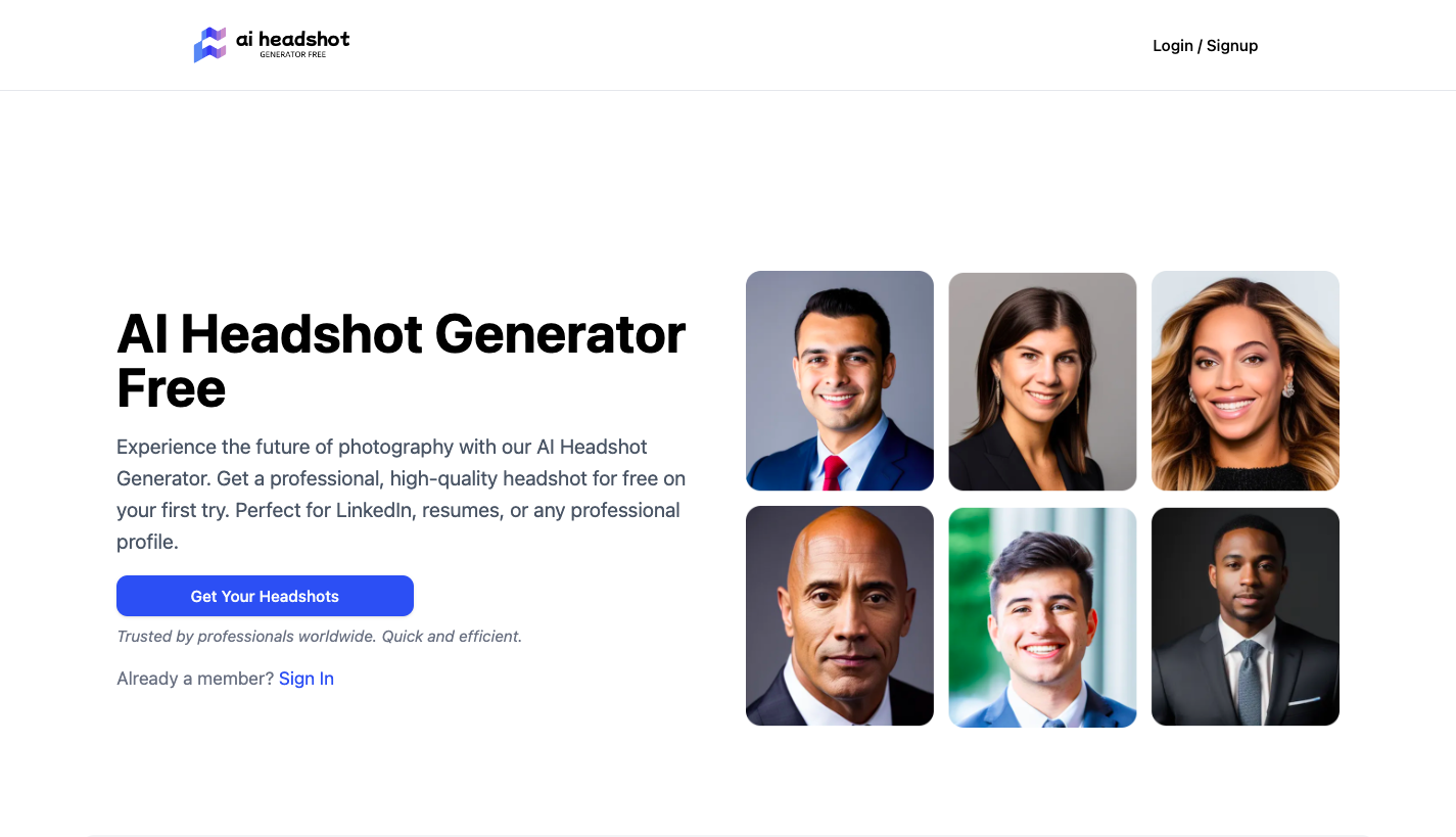 AI Headshot Generator Free - AI头像生成