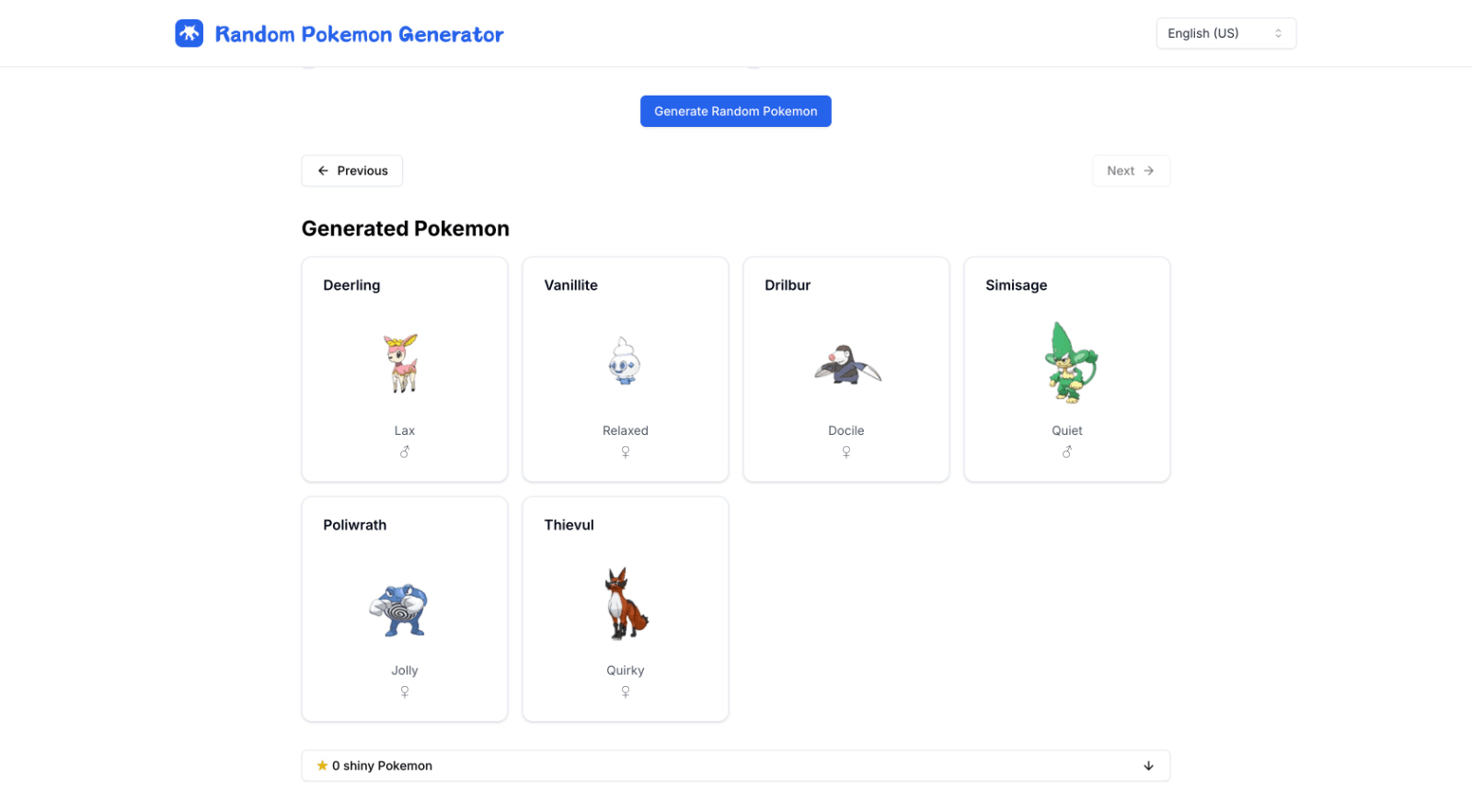 Random Pokemon Generator