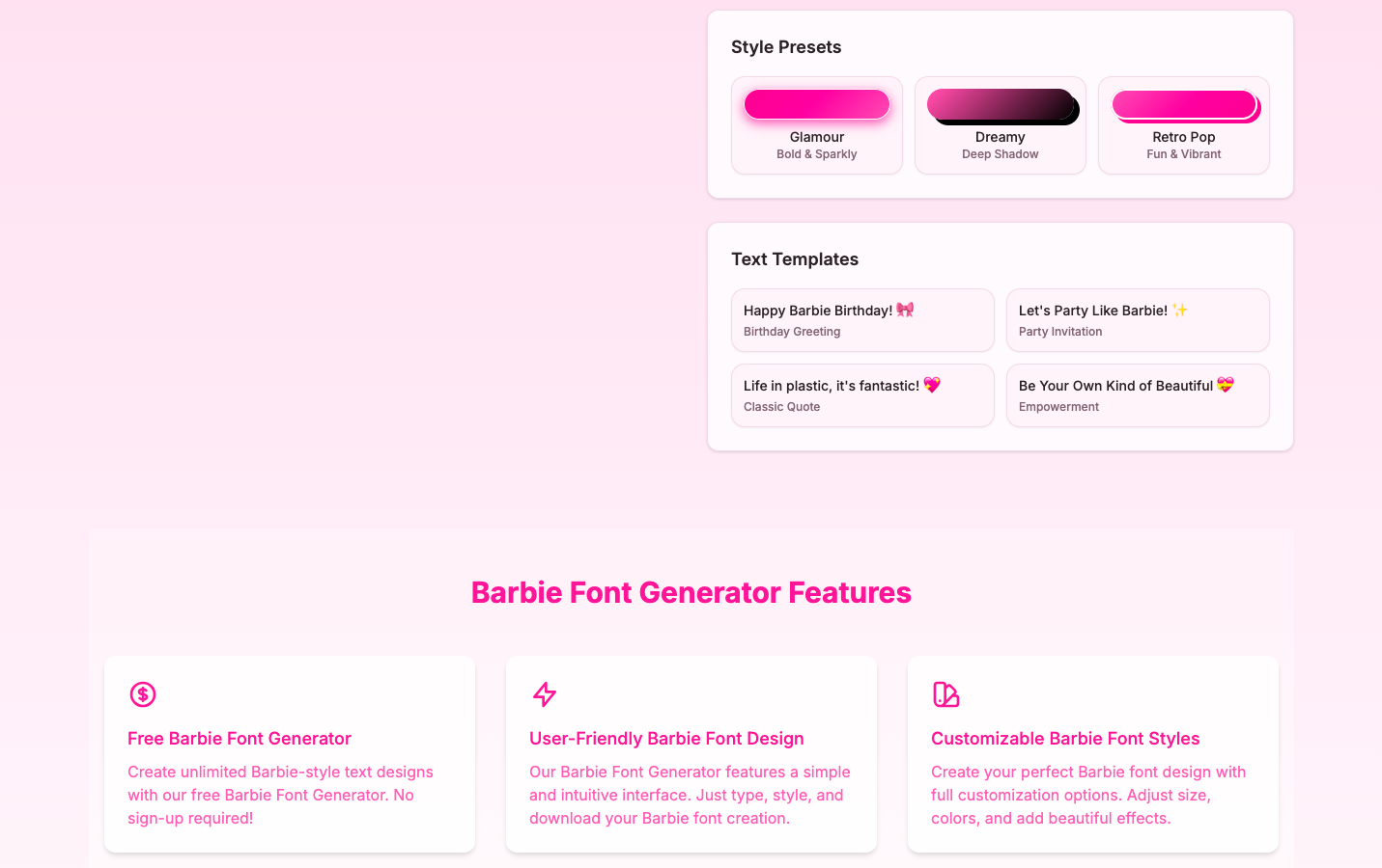Barbie Font 字体生成器