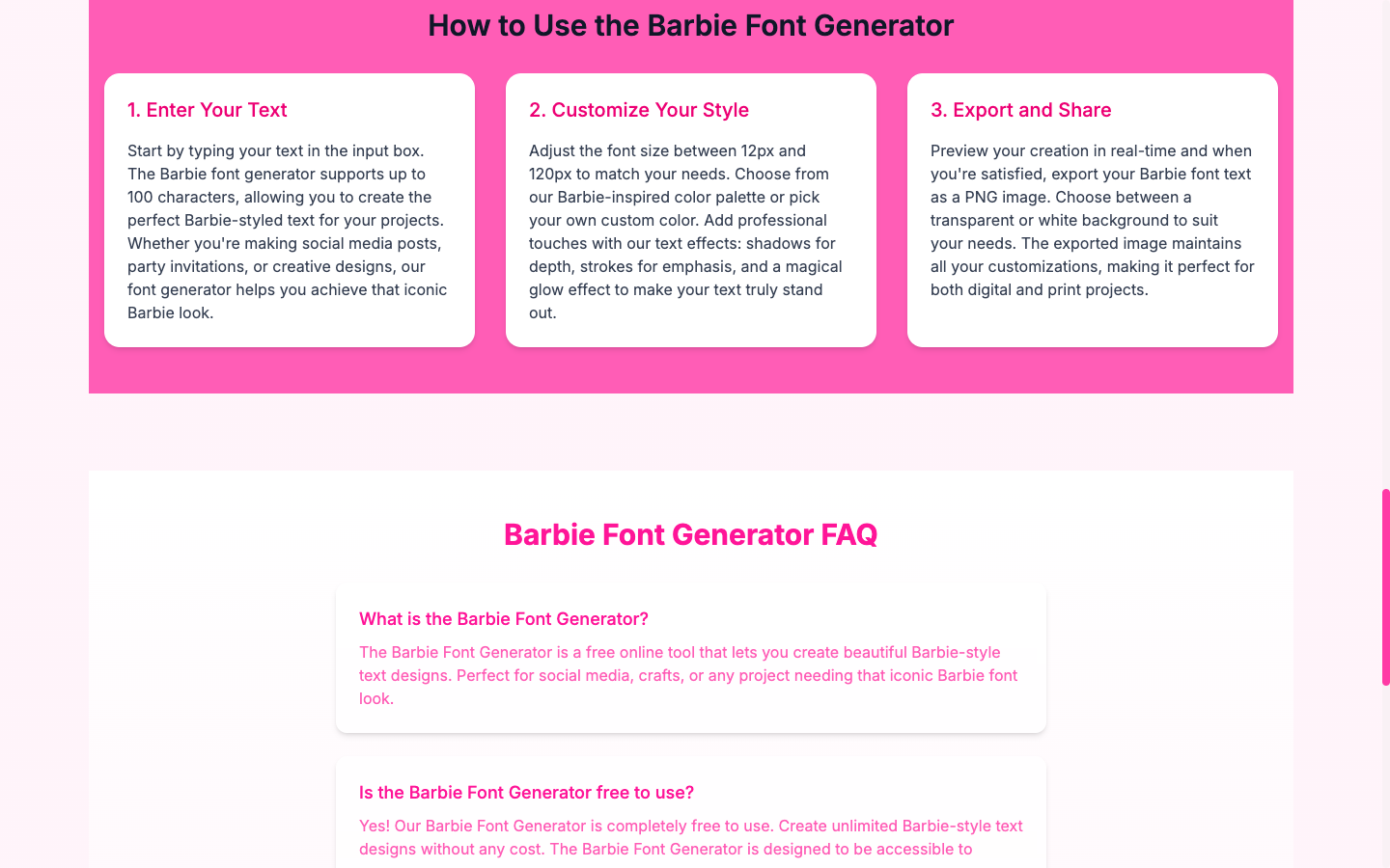 Barbie Font 字体生成器