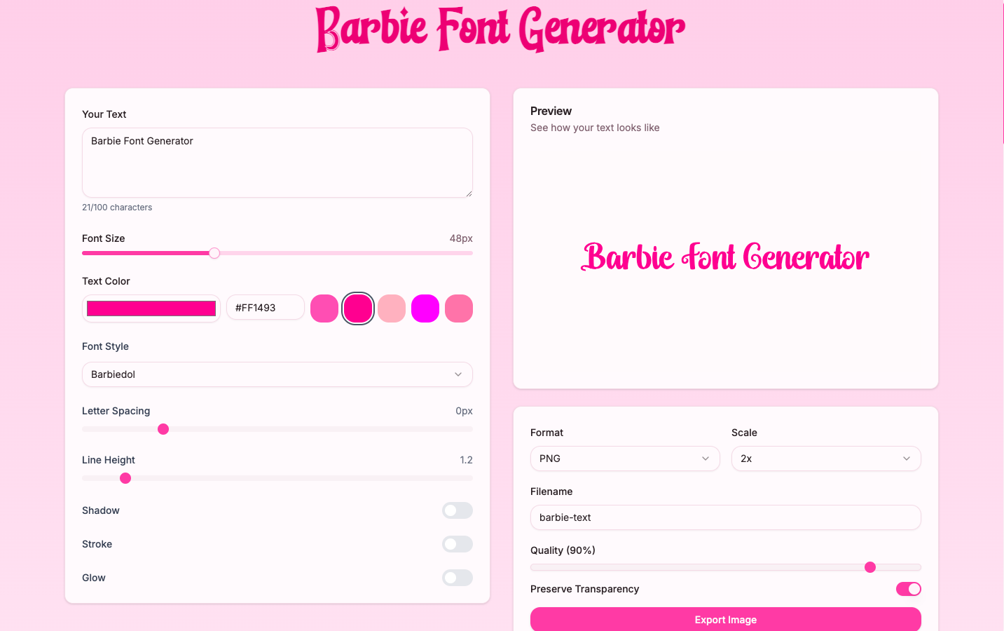 Barbie Font 字体生成器