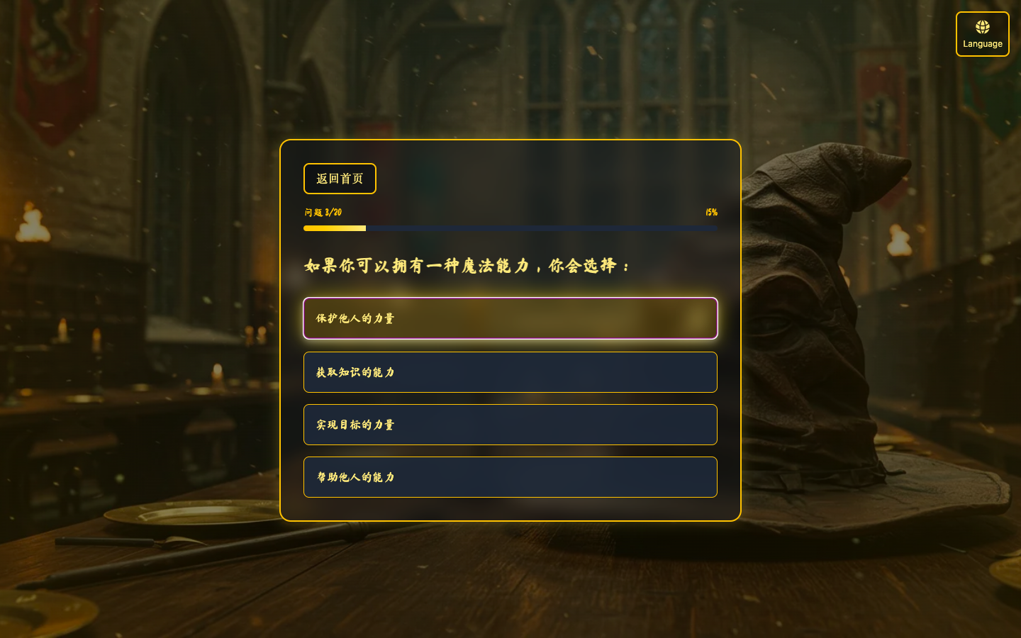 Harry Potter House Quiz 哈利波特学院测试