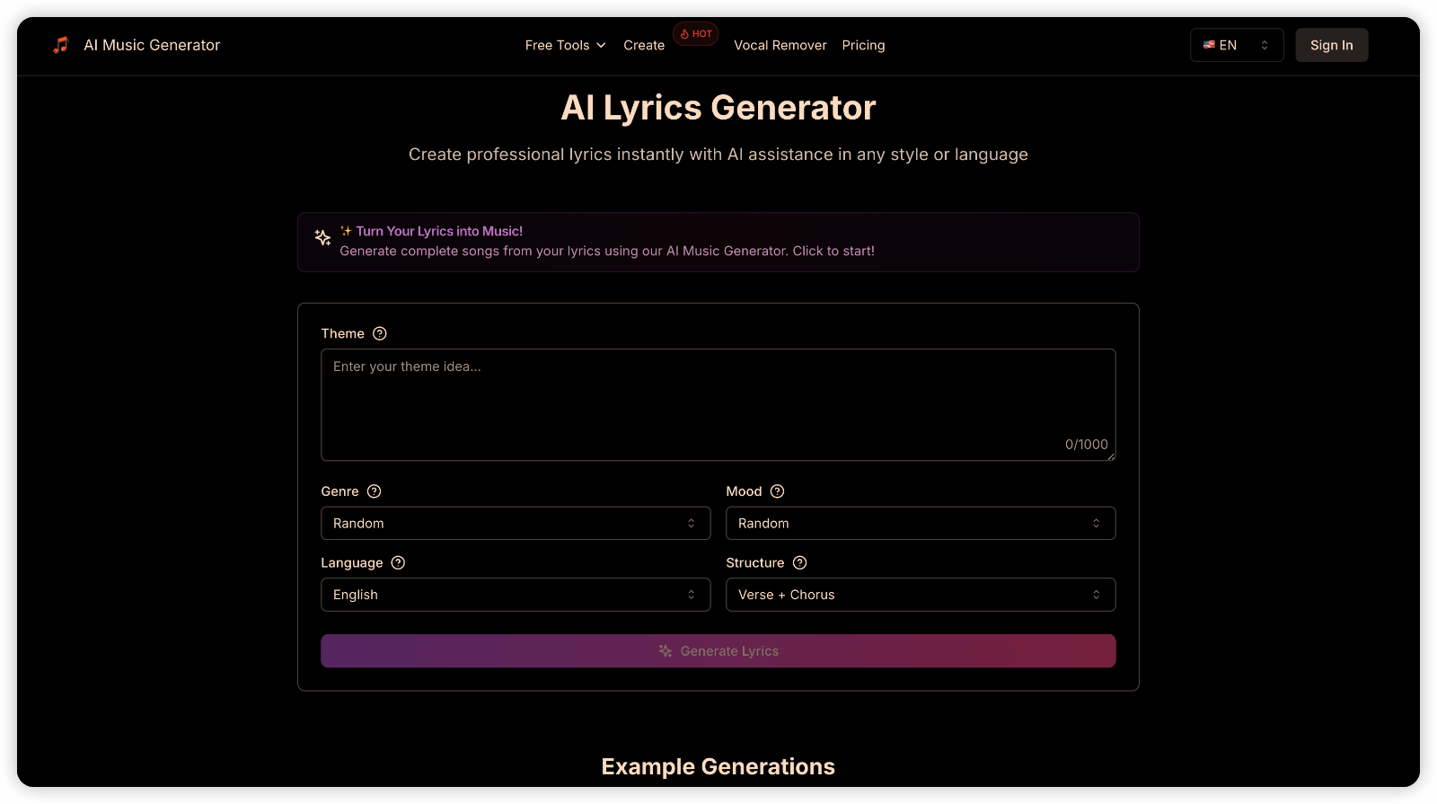 AI Music Generator - AI 音乐生成器