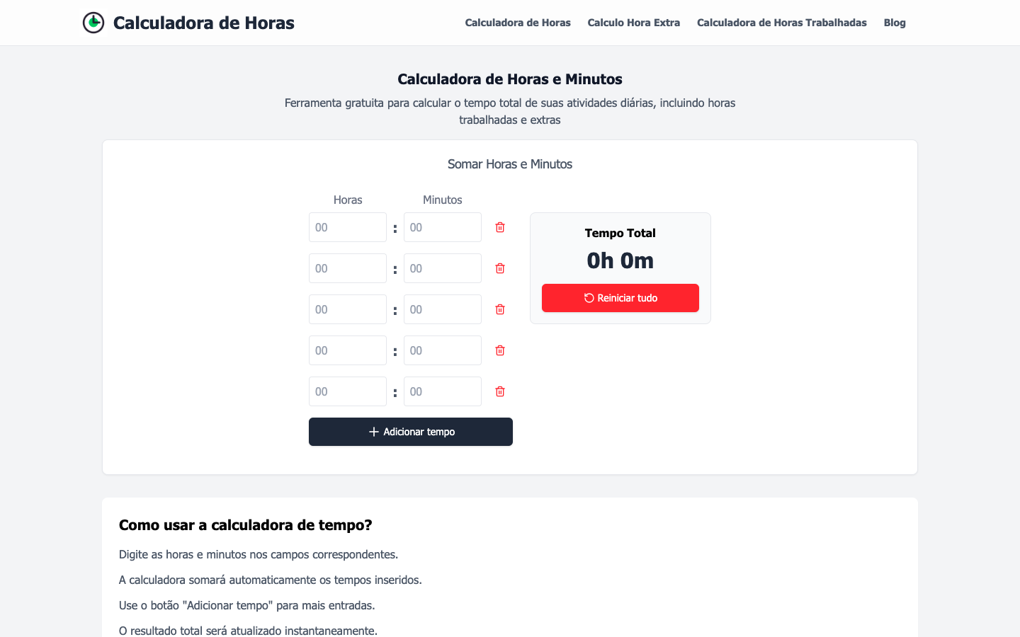 Calculadora de Horas - 小时计算器