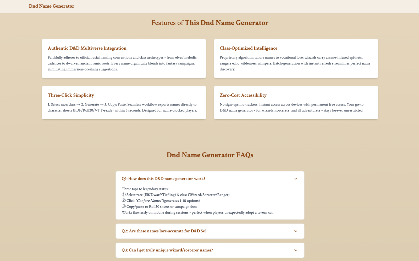 DnD Name Gen 游戏角色名称生成器