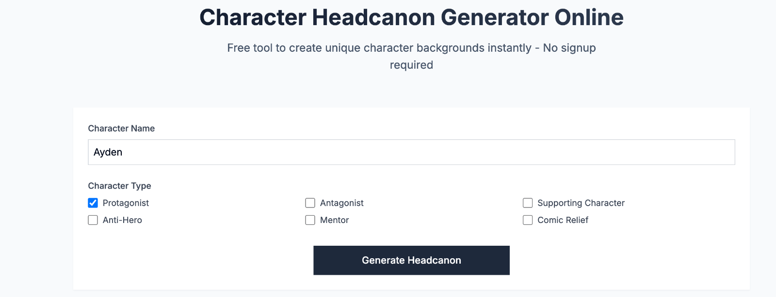 Character Headcanon Generator - AI角色设定